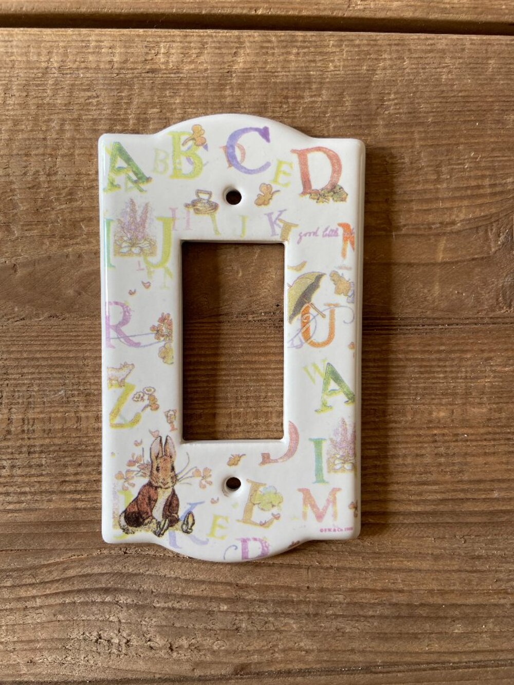Peter Rabbit light switch cover, Beatrix Potter wall decor, porcelain